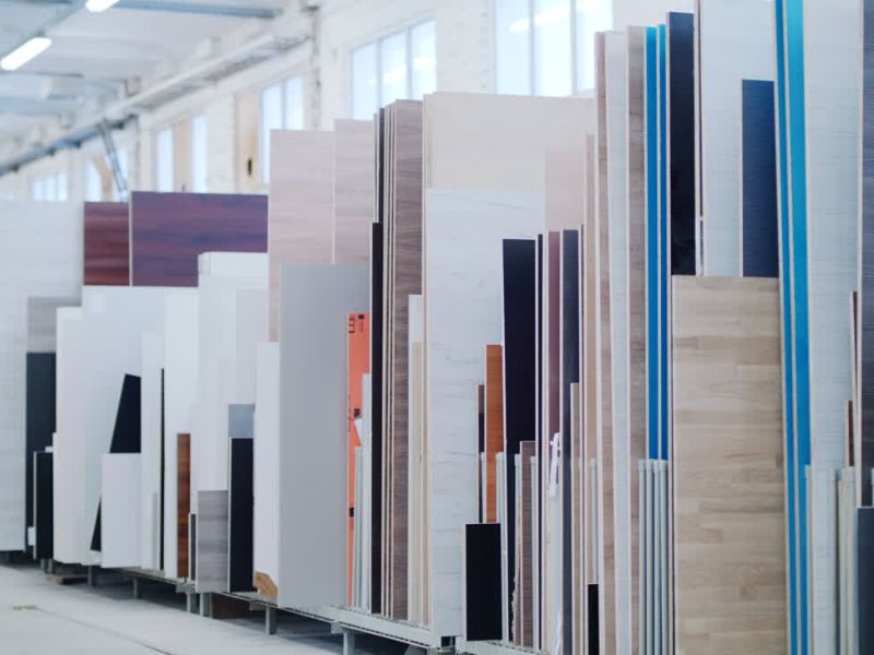 prikaz drvenog materijala za nameštaj u prodavnici